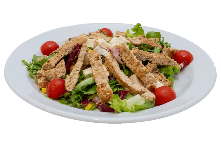 Mavrična solata s koščki purana na žaru